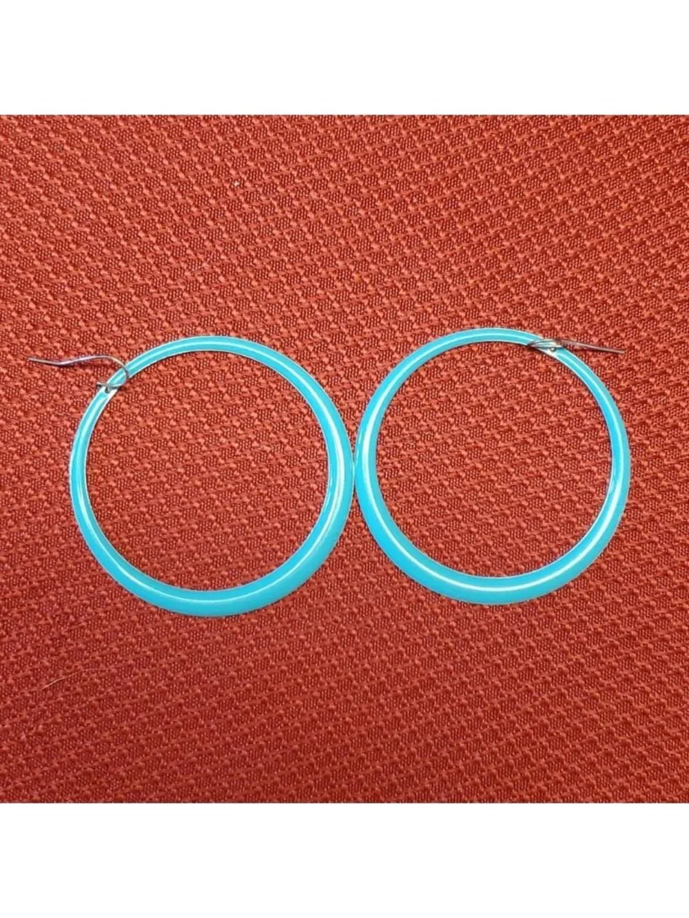 Teal and Silver Hoop Earrings